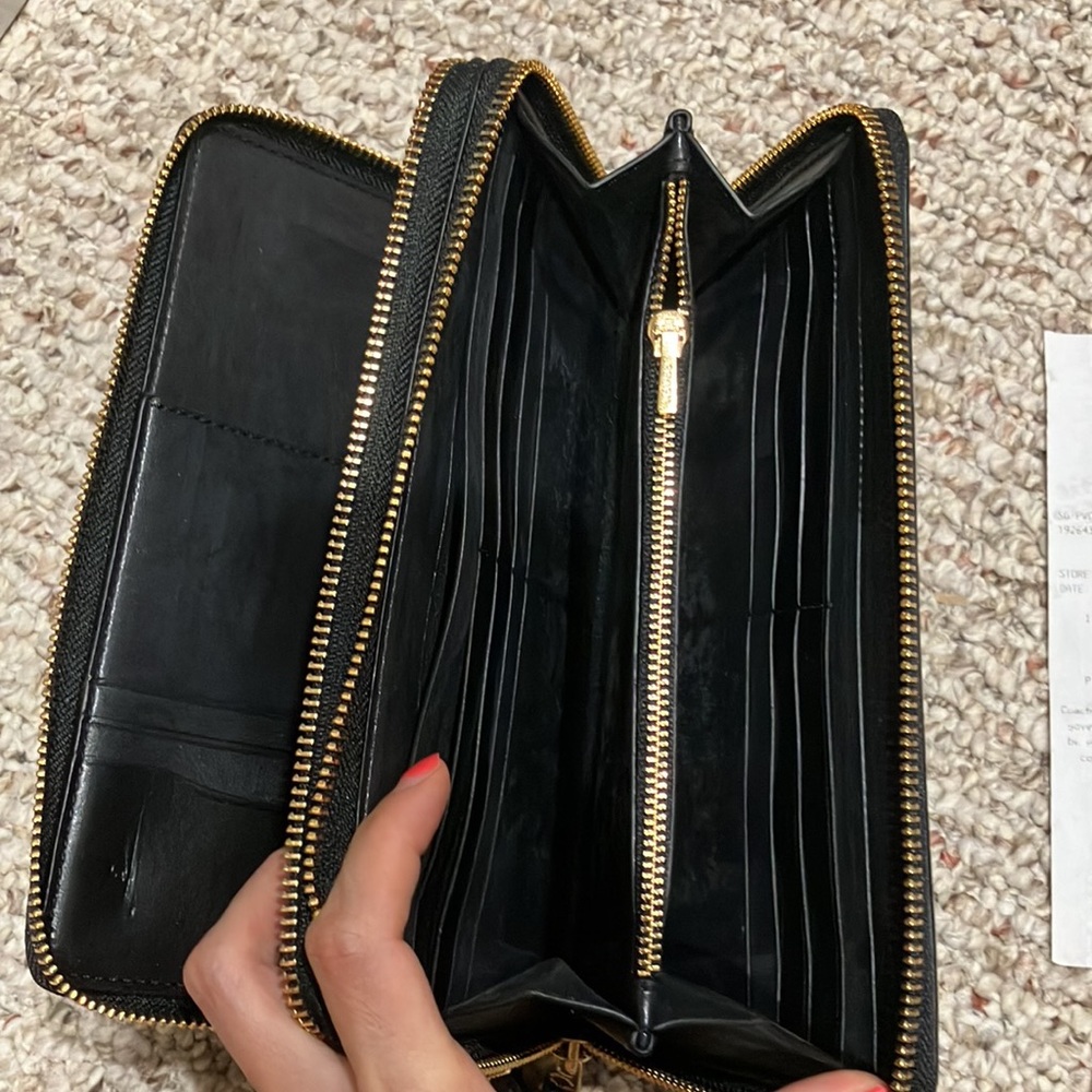 coach Double Zip Travel Wallet In Signature Canvas F23552 Brown and Black - Picture 8 of 15
